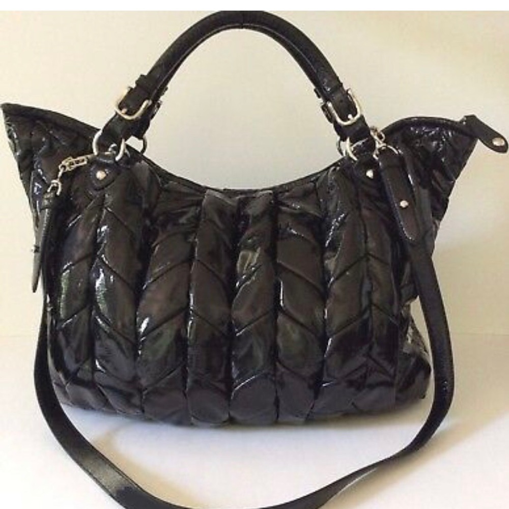 MIU MIU BLK Patent Leather Crossbody Satchel Bag L - Picture 2 of 8